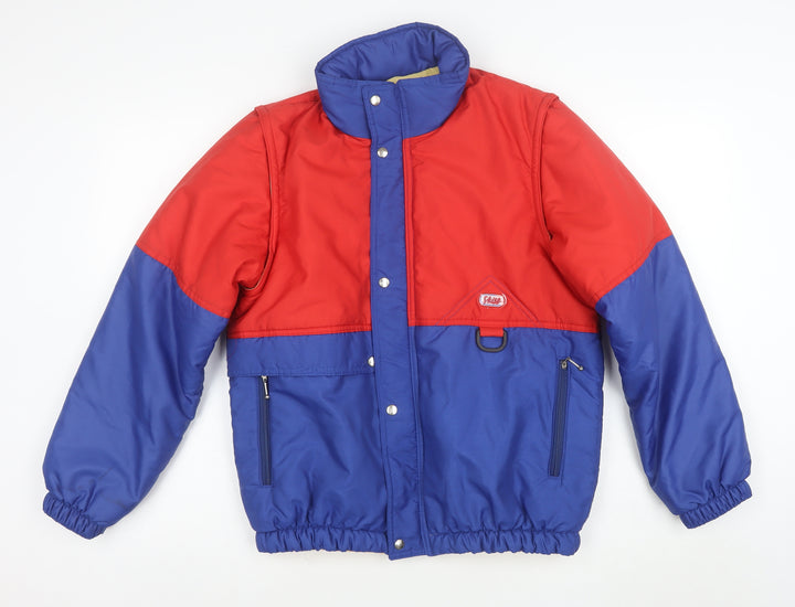 Filou Boys Red Blue Colourblock Puffer Jacket 14 Years Winter Lined Zip
