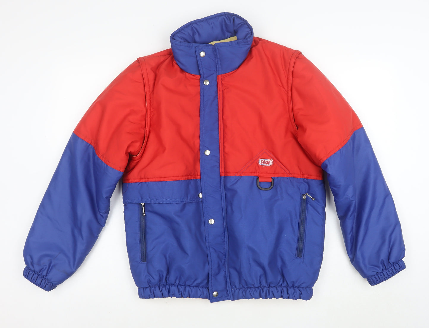 Filou Boys Red Blue Colourblock Puffer Jacket 14 Years Winter Lined Zip