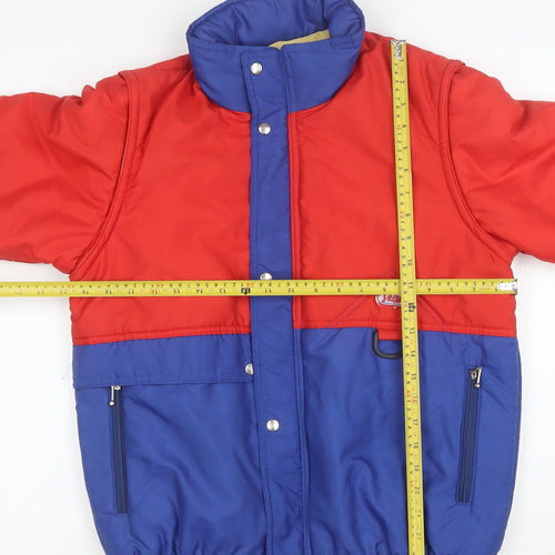 Filou Boys Red Blue Colourblock Puffer Jacket 14 Years Winter Lined Zip