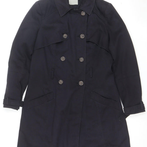 ASOS Womens Black Pea Coat Size 14 Polyester Twill Mid-Length