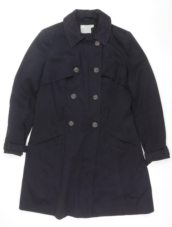 ASOS Womens Black Pea Coat Size 14 Polyester Twill Mid-Length