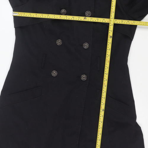 ASOS Womens Black Pea Coat Size 14 Polyester Twill Mid-Length