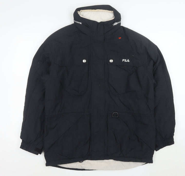 FILA Men’s Black L Ski Team Parka Jacket Waterproof Hooded Lined