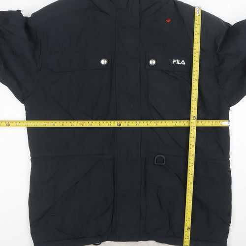 FILA Men’s Black L Ski Team Parka Jacket Waterproof Hooded Lined