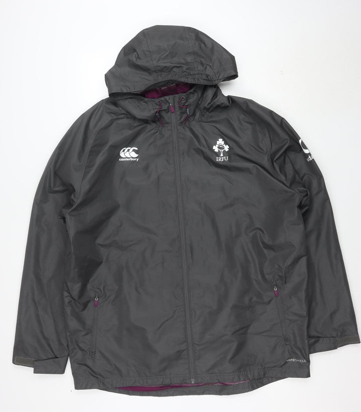 Canterbury Men’s Grey 2XL Waterproof Hooded Rugby Jacket IRFU