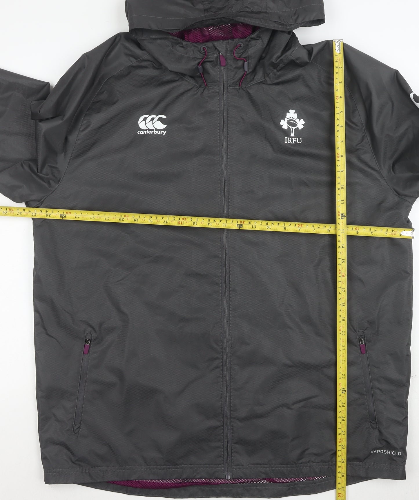 Canterbury Men’s Grey 2XL Waterproof Hooded Rugby Jacket IRFU