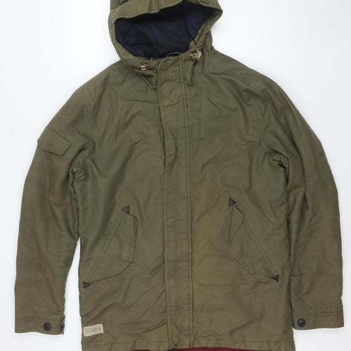 Jack & Jones Unisex Green L Parka Jacket Hooded Cotton Lined