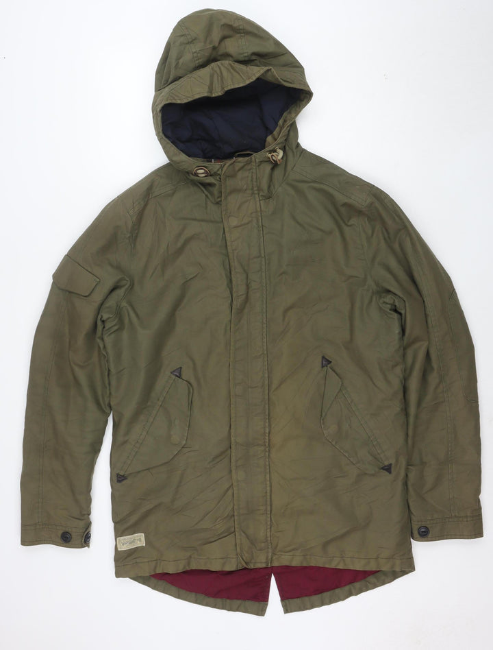 Jack & Jones Unisex Green L Parka Jacket Hooded Cotton Lined