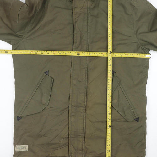 Jack & Jones Unisex Green L Parka Jacket Hooded Cotton Lined