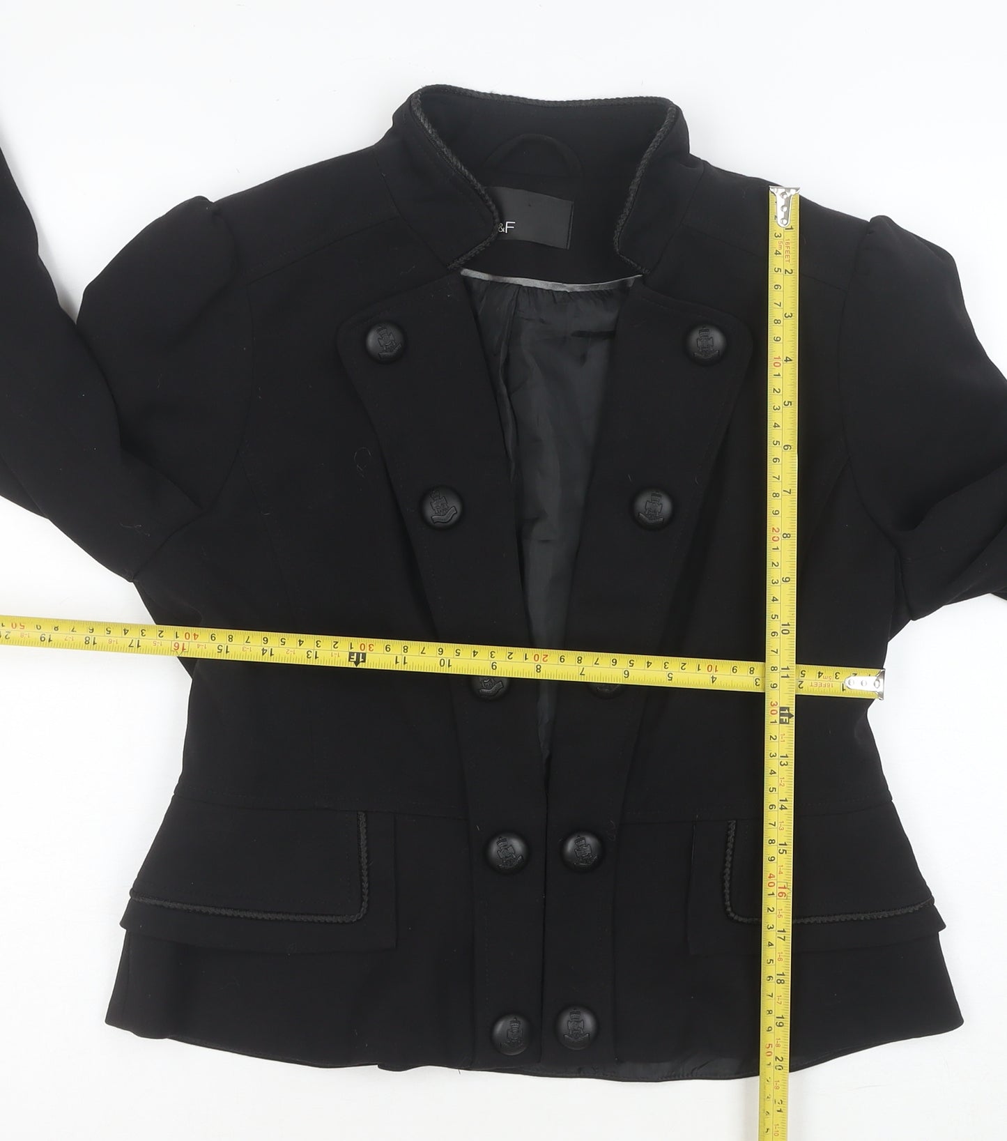 F&F Women Black Size 16 Double-Breasted Blazer Jacket