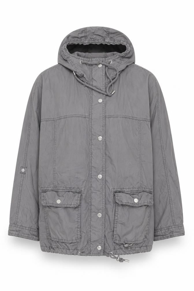 Abercrombie & Fitch Women's Grey Cotton Hooded Anorak Jacket Size S