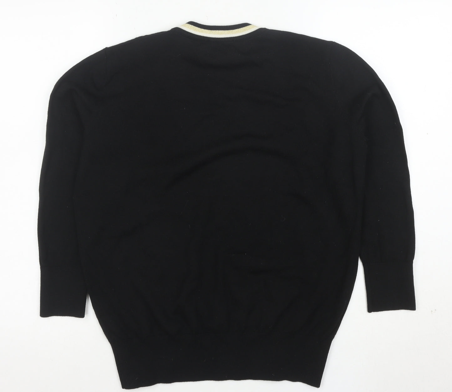 Guerlain Women Black Wool Blend Bee Logo Crew Neck Jumper Size M