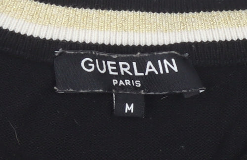 Guerlain Women Black Wool Blend Bee Logo Crew Neck Jumper Size M