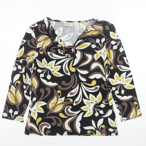 CC Women’s Multicoloured Floral 3/4 Sleeve V-Neck Tunic Blouse Size S