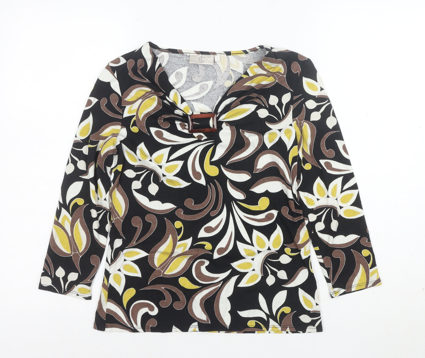 CC Women’s Multicoloured Floral 3/4 Sleeve V-Neck Tunic Blouse Size S