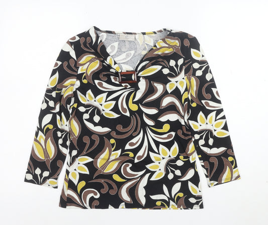 CC Women’s Multicoloured Floral 3/4 Sleeve V-Neck Tunic Blouse Size S
