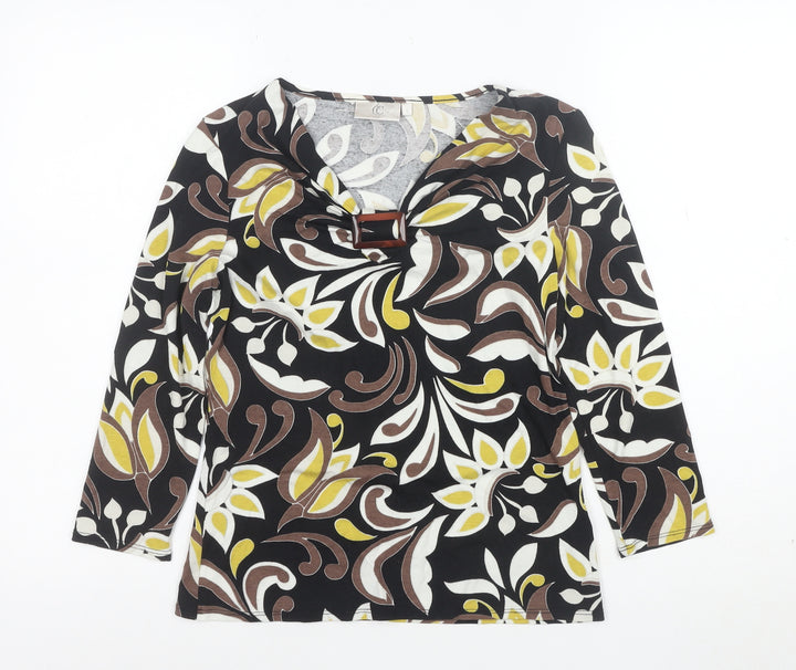 CC Women’s Multicoloured Floral 3/4 Sleeve V-Neck Tunic Blouse Size S