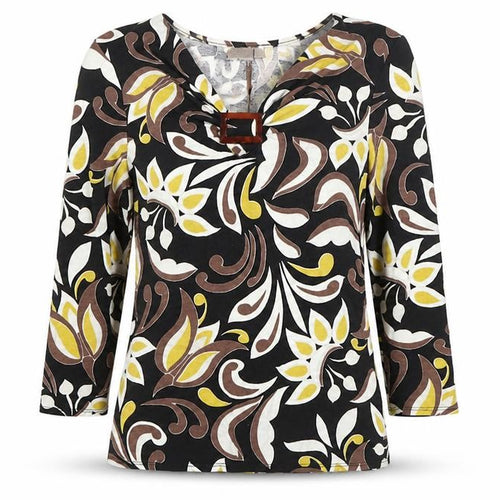 CC Women’s Multicoloured Floral 3/4 Sleeve V-Neck Tunic Blouse Size S