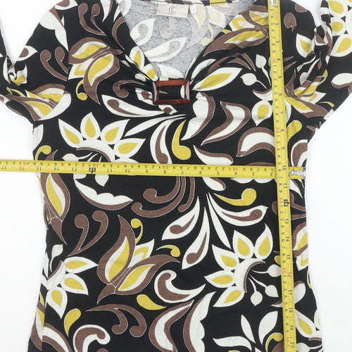 CC Women’s Multicoloured Floral 3/4 Sleeve V-Neck Tunic Blouse Size S