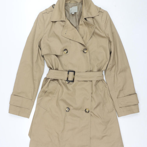 ASOS Women Beige Trench Coat UK 8 Belted Double Breasted Mid-Length