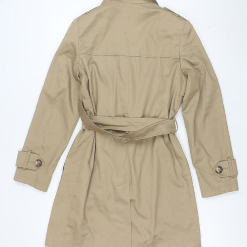 ASOS Women Beige Trench Coat UK 8 Belted Double Breasted Mid-Length