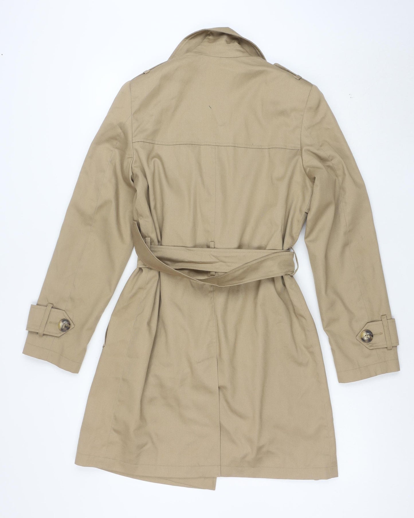 ASOS Women Beige Trench Coat UK 8 Belted Double Breasted Mid-Length