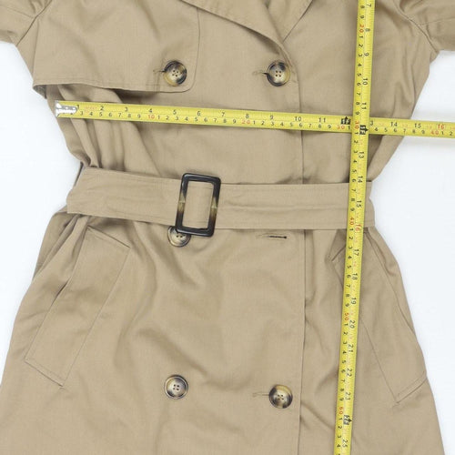 ASOS Women Beige Trench Coat UK 8 Belted Double Breasted Mid-Length