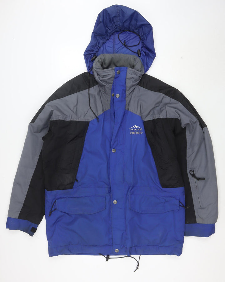 Active Cross Men's Blue L Waterproof Hooded Parka Jacket