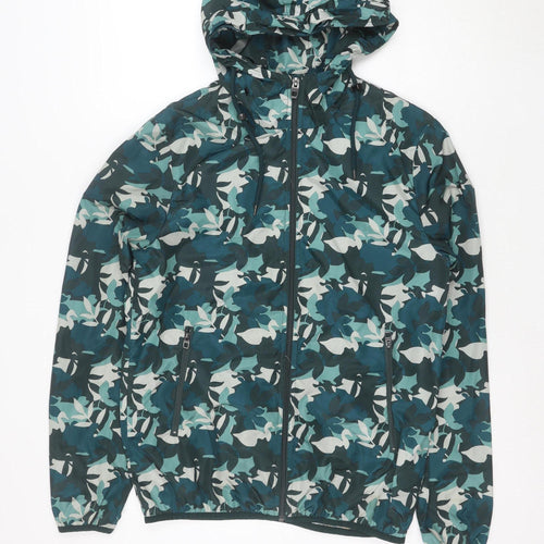 Zara Man Green Camouflage Hooded Slim Fit Windbreaker Jacket S