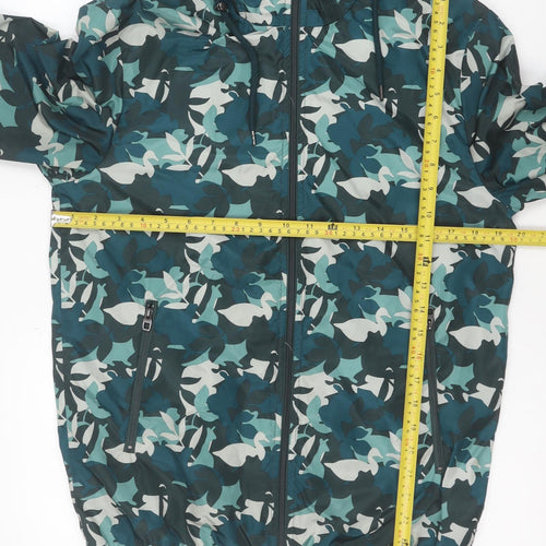 Zara Man Green Camouflage Hooded Slim Fit Windbreaker Jacket S
