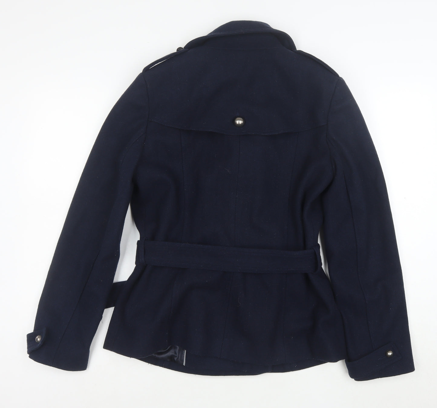 Jasper Conran Women's Blue Wool Belted Trench Coat Size 12