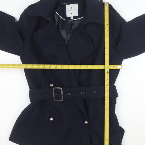 Jasper Conran Women's Blue Wool Belted Trench Coat Size 12
