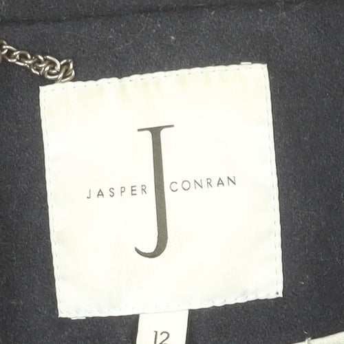 Jasper Conran Women's Blue Wool Belted Trench Coat Size 12