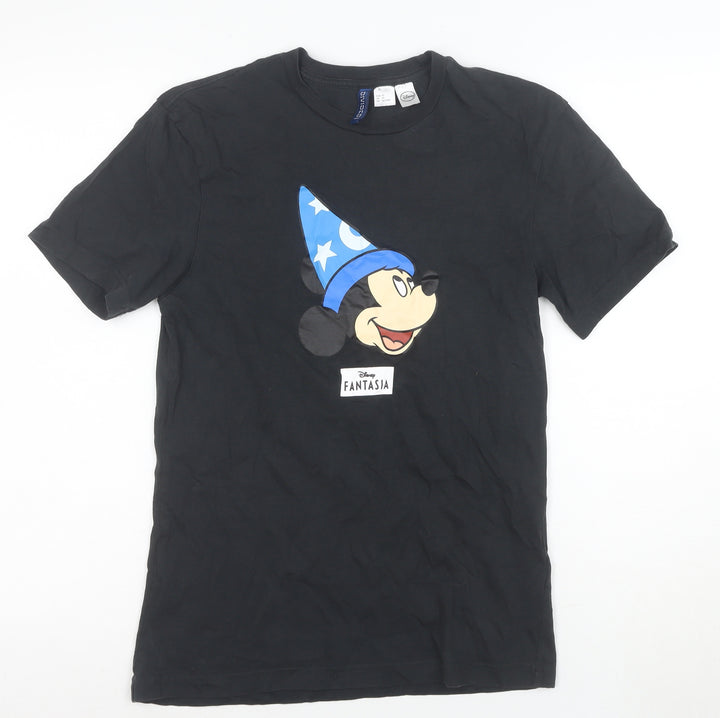 H&M Divided Disney Fantasia Black Mickey Mouse Men's XS T-Shirt