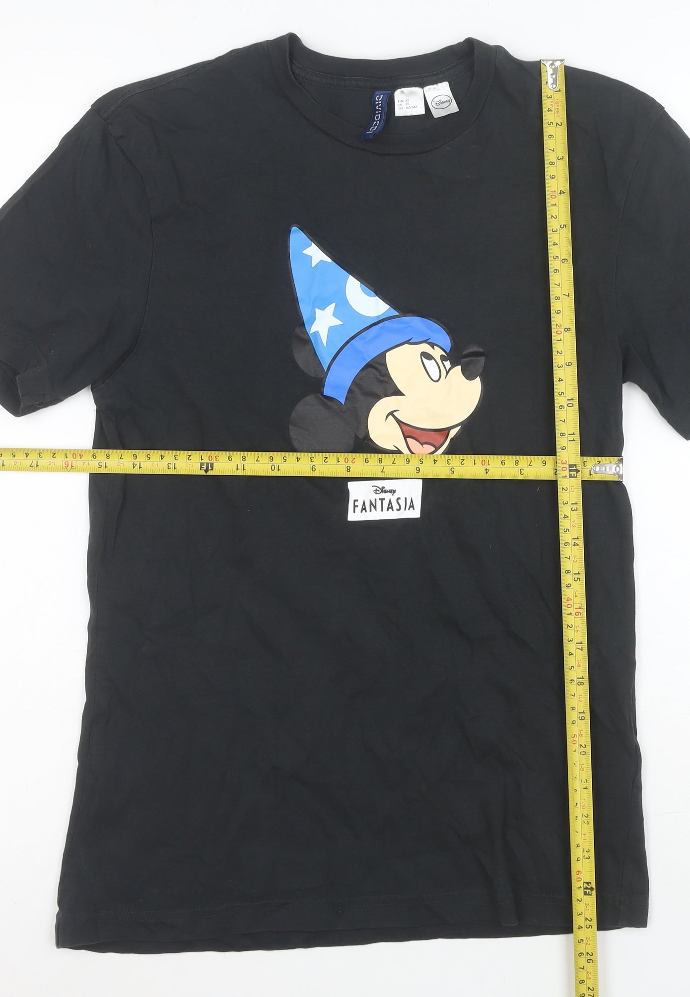 H&M Divided Disney Fantasia Black Mickey Mouse Men's XS T-Shirt