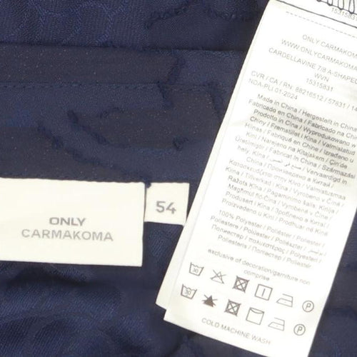 ONLY CARMAKOMA Women's Blue Sheer Floral Button-Up Blouse Size S