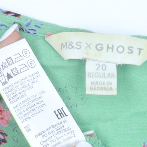 Marks and Spencer Women’s Green Floral A-Line Dress Size 20