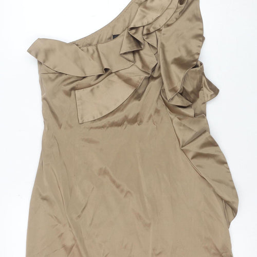 Lilia Women’s Beige One Shoulder Ruffle Bodycon Dress Size 16