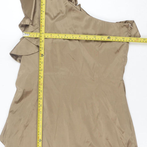 Lilia Women’s Beige One Shoulder Ruffle Bodycon Dress Size 16