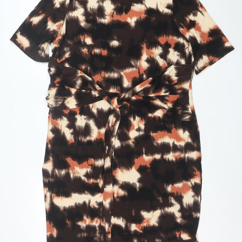Marks and Spencer Women’s Brown Tie Dye Ruched Bodycon Dress Size 20