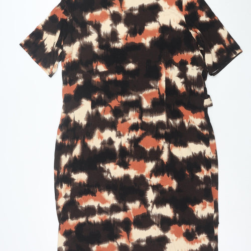Marks and Spencer Women’s Brown Tie Dye Ruched Bodycon Dress Size 20