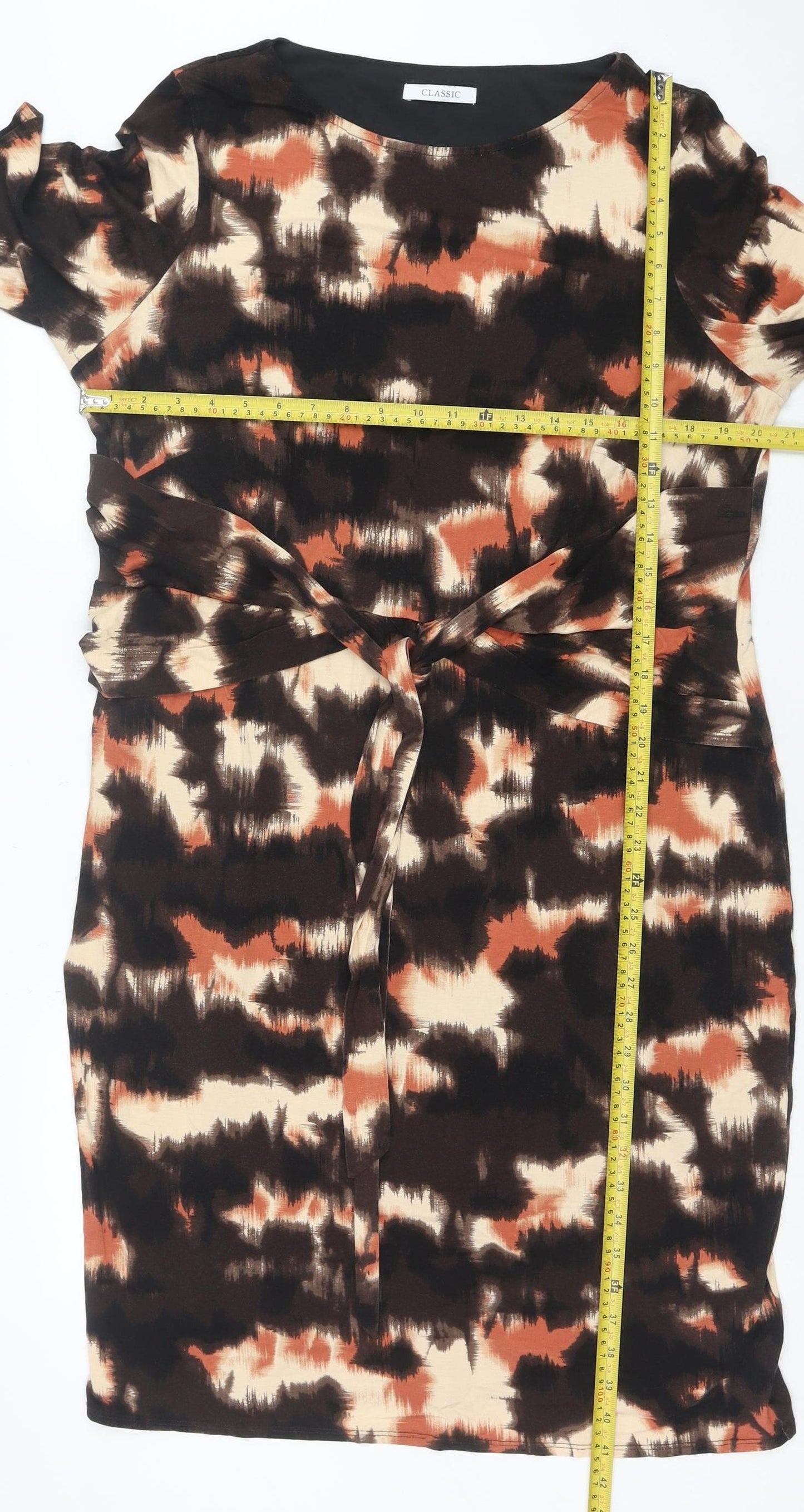 Marks and Spencer Women’s Brown Tie Dye Ruched Bodycon Dress Size 20