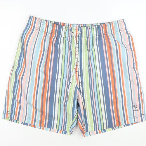 Howick Men's Multicoloured Striped Swim Shorts M Quick Dry Polyester