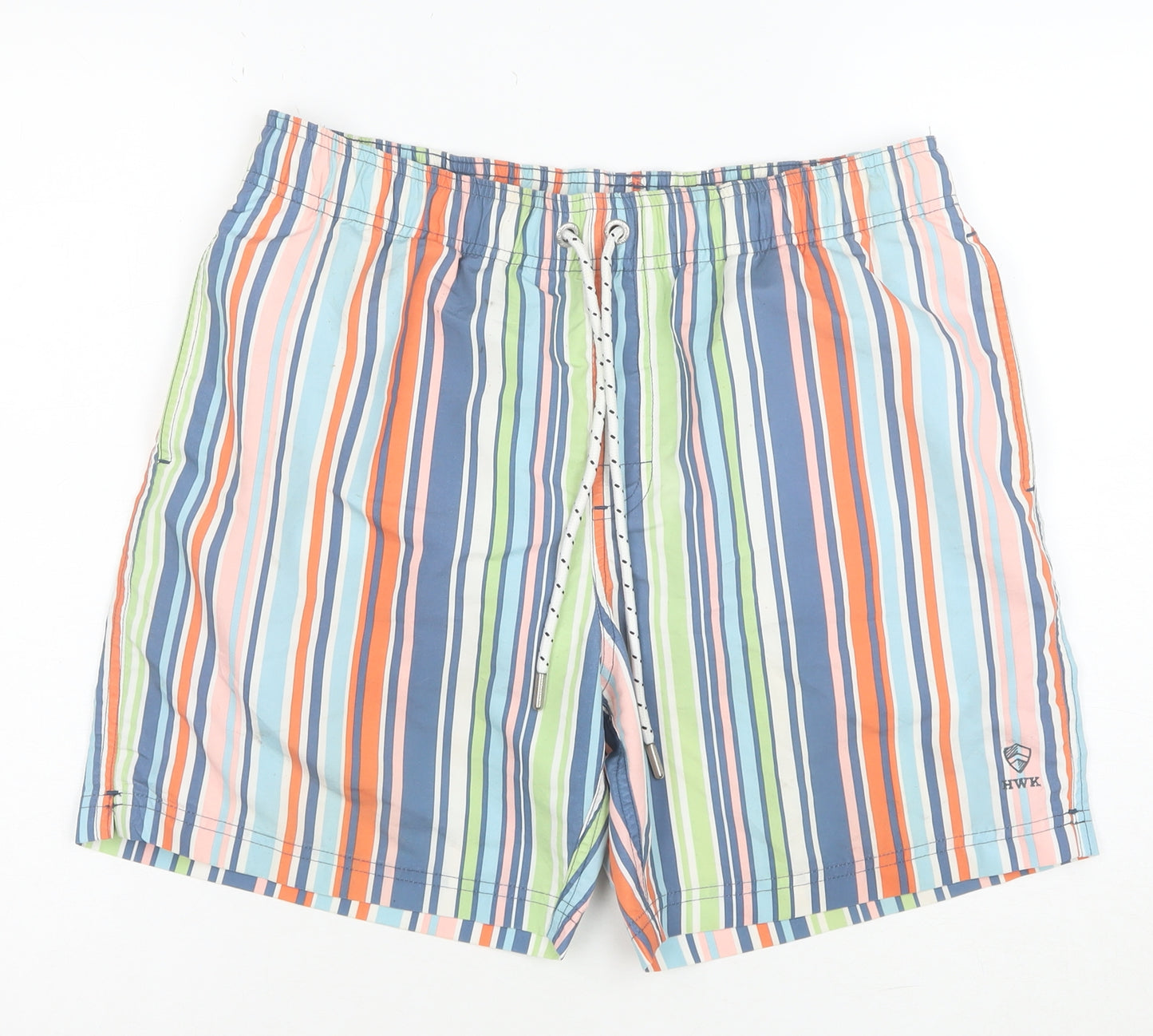 Howick Men's Multicoloured Striped Swim Shorts M Quick Dry Polyester