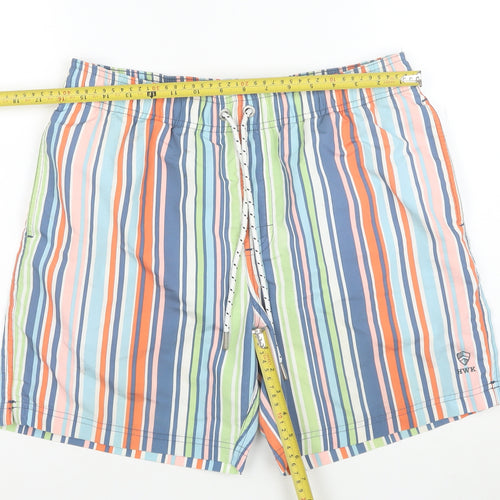Howick Men's Multicoloured Striped Swim Shorts M Quick Dry Polyester