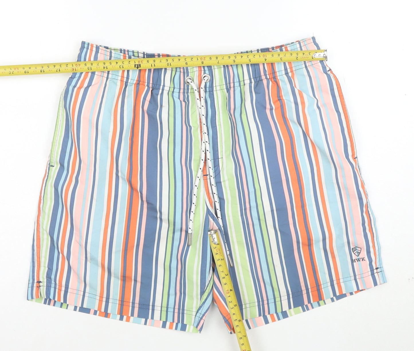 Howick Men's Multicoloured Striped Swim Shorts M Quick Dry Polyester