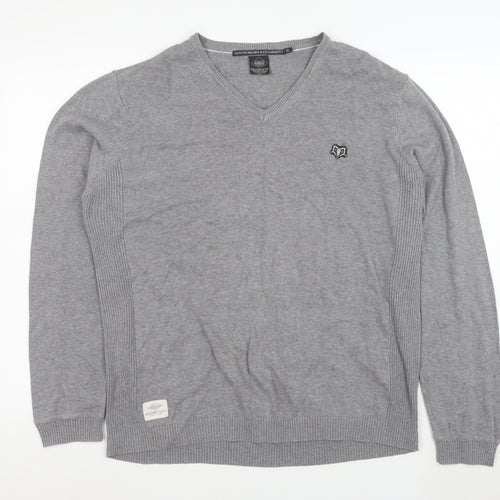 Holmes & Co Men's Grey XL V-Neck Cotton Pullover Jumper