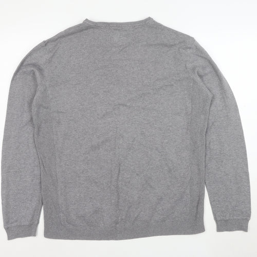 Holmes & Co Men's Grey XL V-Neck Cotton Pullover Jumper