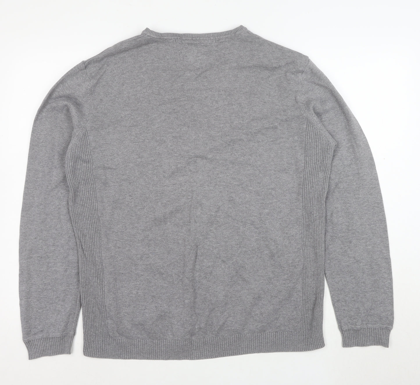 Holmes & Co Men's Grey XL V-Neck Cotton Pullover Jumper