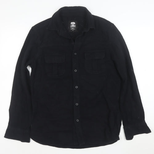 Route 66 Men's Black Cotton Long Sleeve Button-Up Shirt S